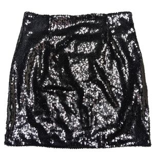 LF Call Me Eden Black Sequin Skirt E17